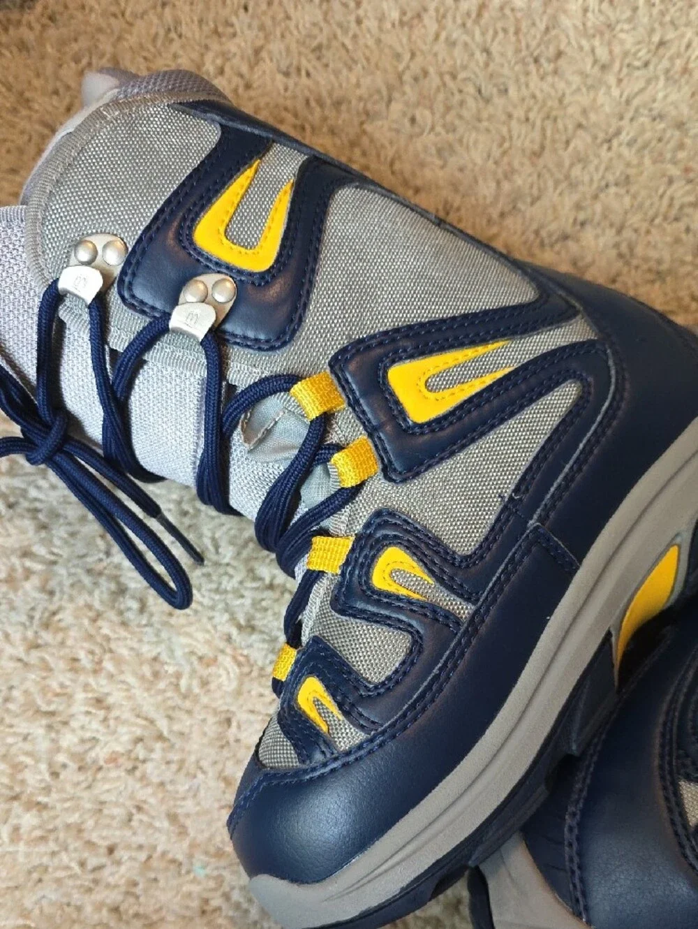 Burton Kids Navy and Yellow Snow Boots Size 3